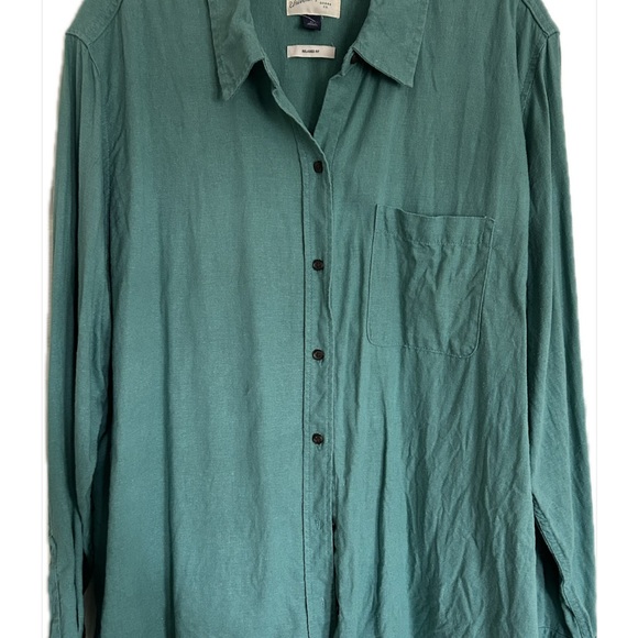 Linen Blend Long Sleeve Collared Button-Down Shirt Universal Thread Target XL - Picture 3 of 8